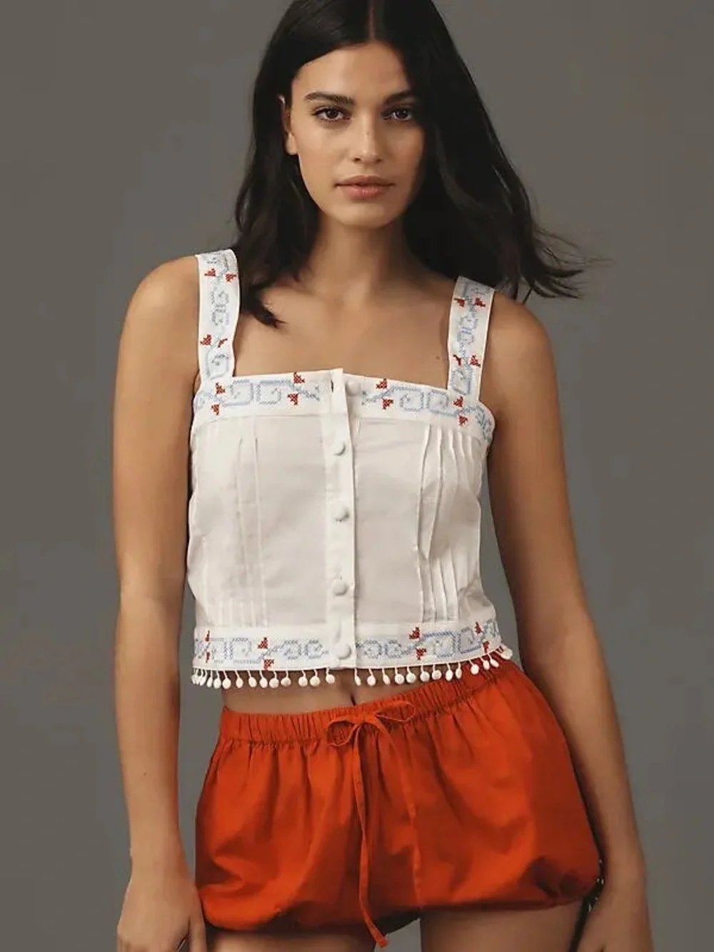 NWT Hunter Bell Emery White Embroidered 100% Cotton Tank Top - Size Large - Picture 13 of 15